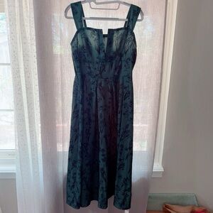 Chic Teal Floral Midi Dress